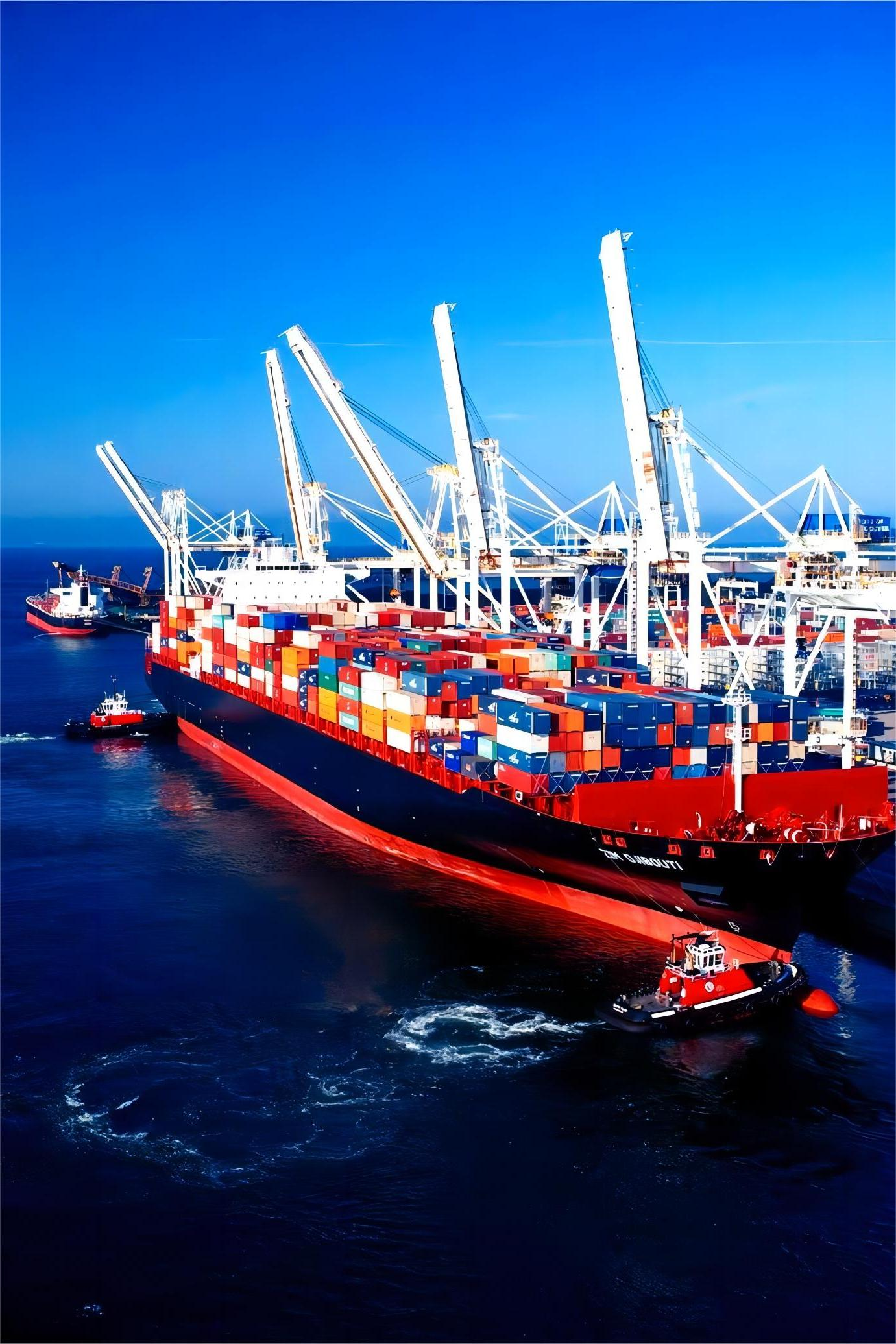 Container ship and rail freight representing logistics from China to Europe
