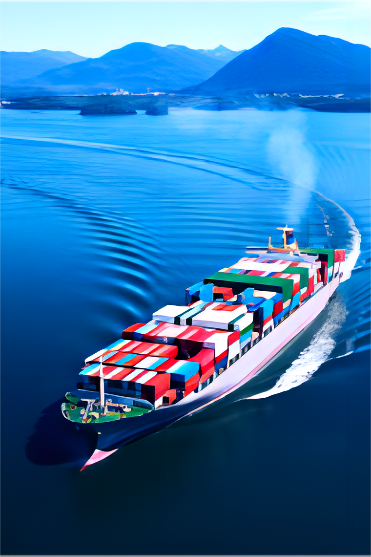 Container ship transporting goods from China to Europe