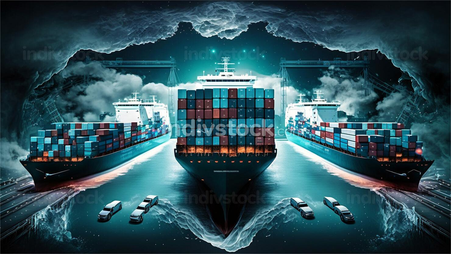 Container ship transporting goods for DDP shipping from China to UK