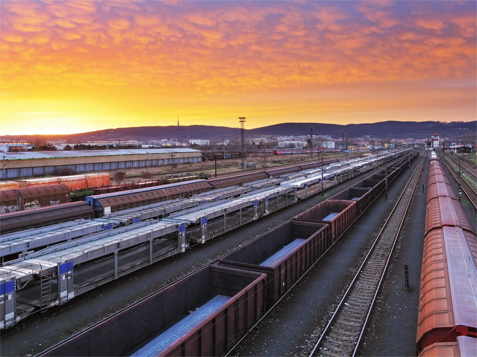 Rail freight train crossing Eurasia toward Scandinavia